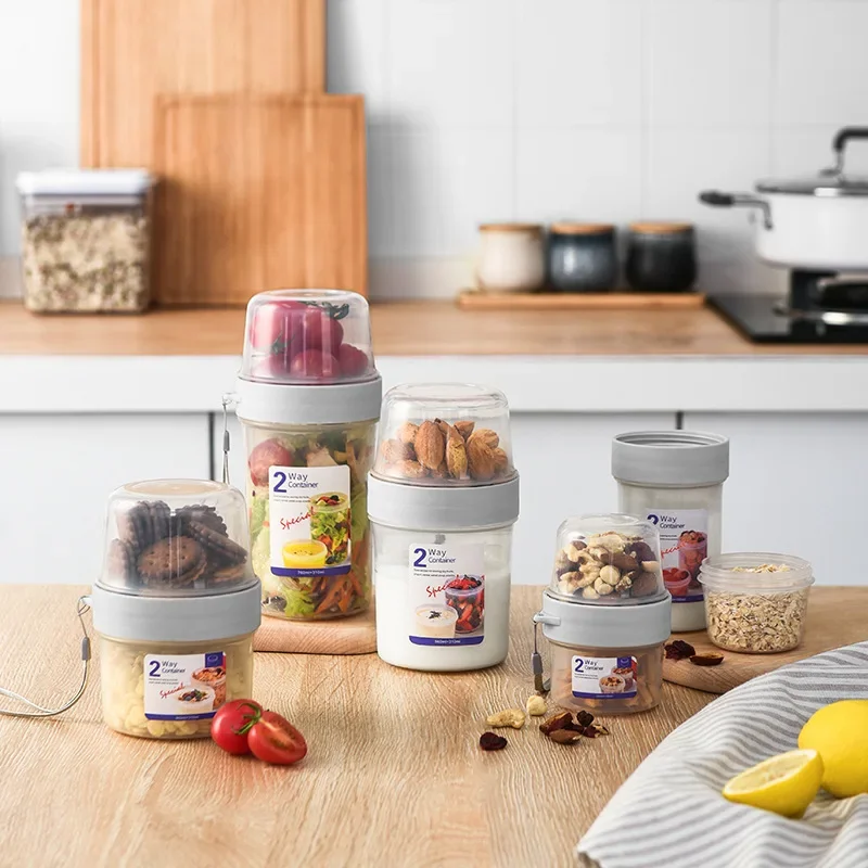 Meal Prep Oatmeal Jars - Breakfast Oatmeal Cereal Nut Yogurt Salad