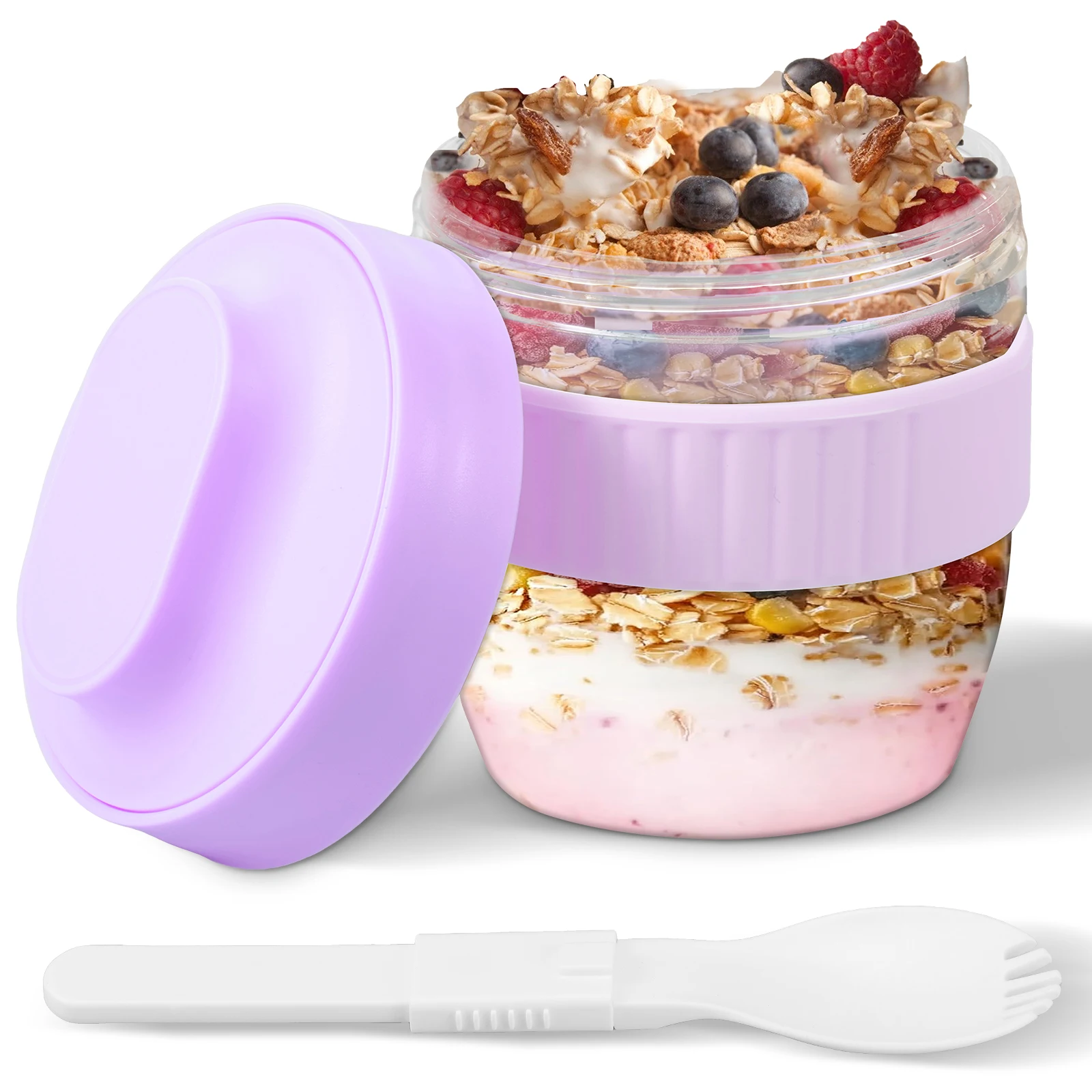 Meal Prep Oatmeal Jars - Double Layer Overnight Oats Container with