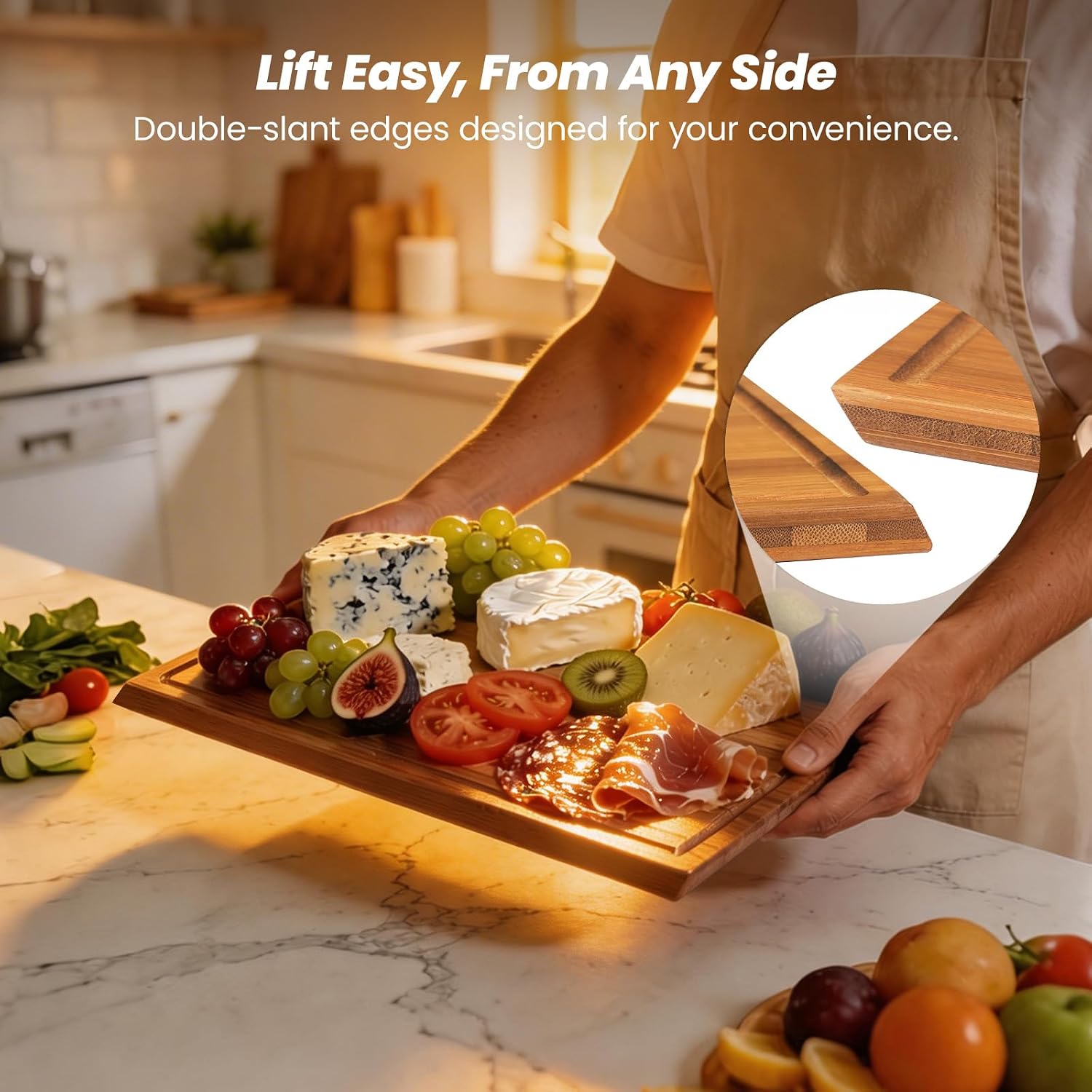 Bamboo Cutting Board Set With  - Meal Prep For Cutting ulasan dan harga