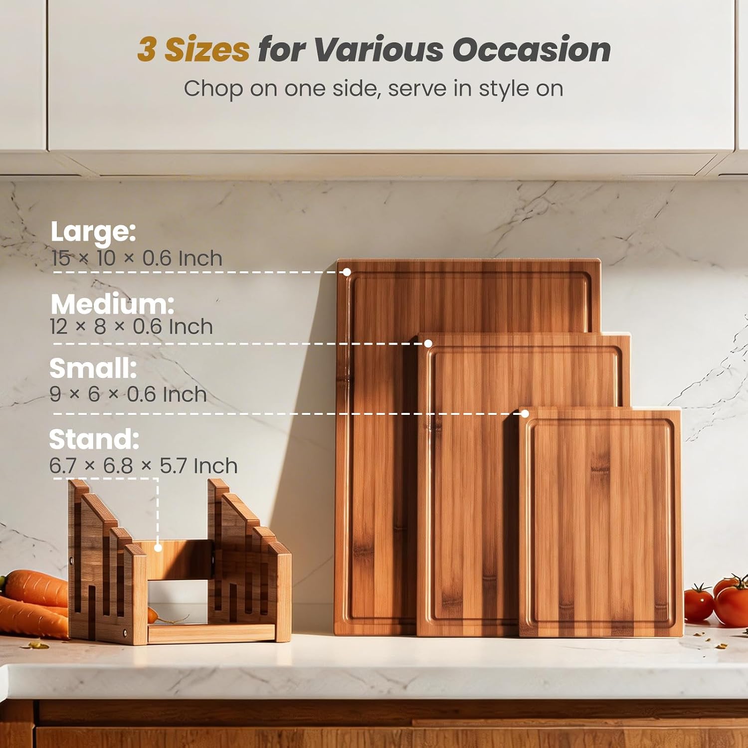 Bamboo Cutting Board Set With  - Meal Prep For Cutting ulasan dan harga