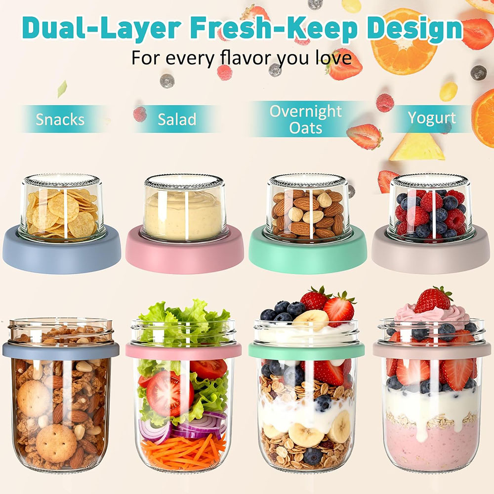 Overnight Oats Containers with - Meal Prep Oatmeal Jars ulasan dan harga