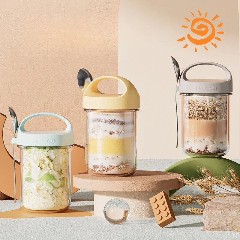 420ML New Breakfast Cups Oatme - Meal Prep Oatmeal Jars ulasan dan harga