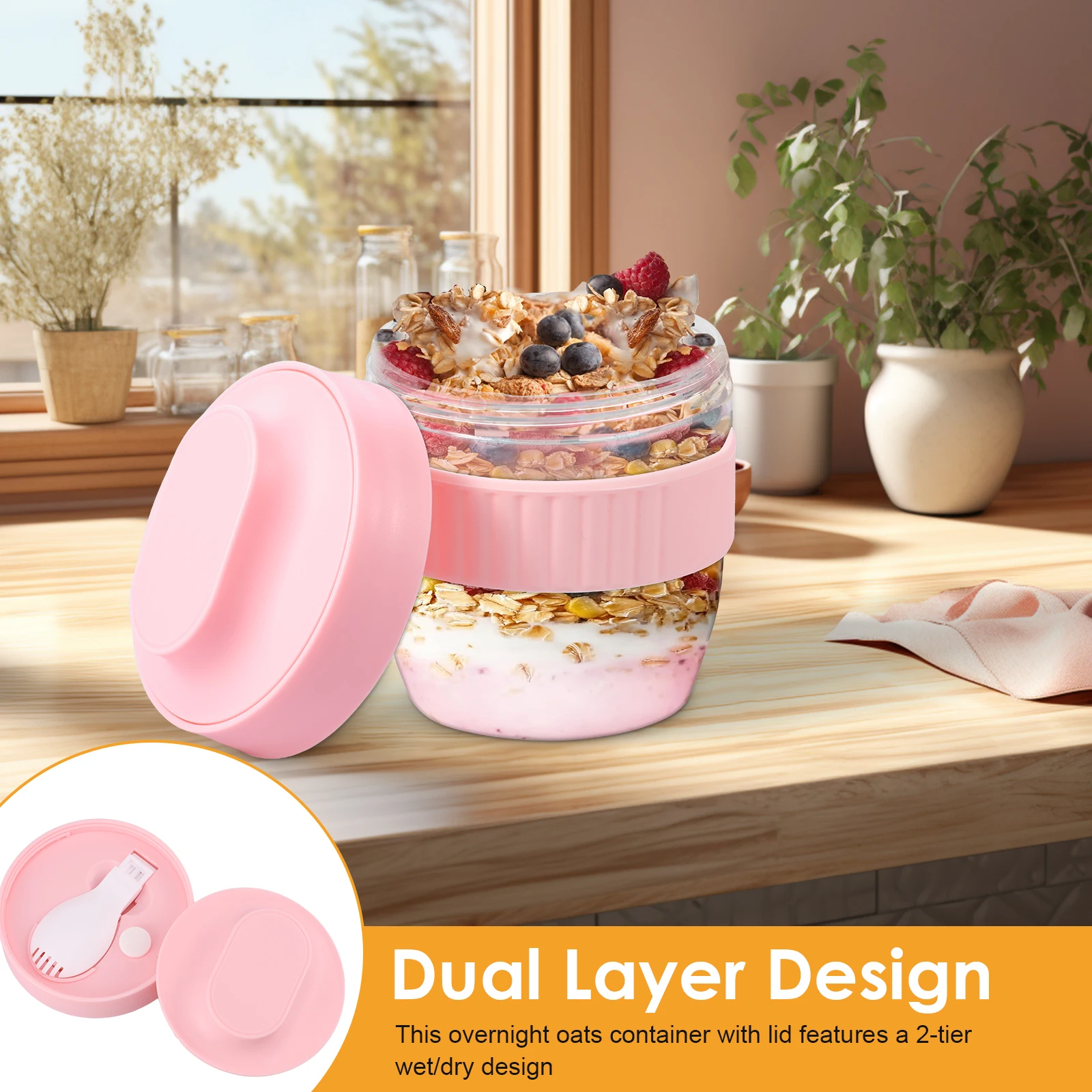 Double Layer Overnight Oats Co - Meal Prep Oatmeal Jars ulasan dan harga